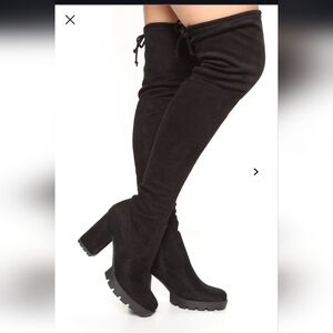 Fashion Nova Black Over the Knee Boots